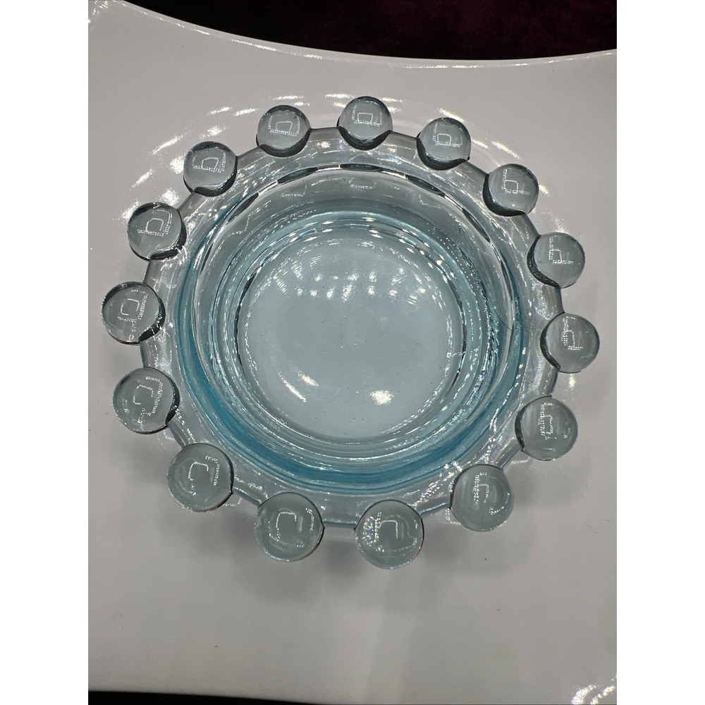 Vintage Imperial Glass Candlewick Vietnamese Blue Ashtray Trinket Dish 4"